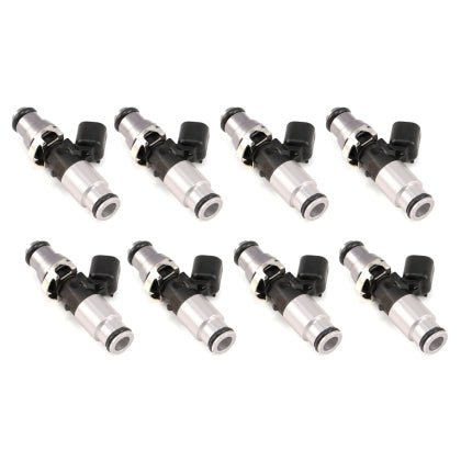 Injector Dynamics - 1050cc Injectors 60mm Length 14mm Grey Adaptor Top - Blue Bottom Adap (Set of 8) - YellowHammer Racing1050.60.14.14B.8